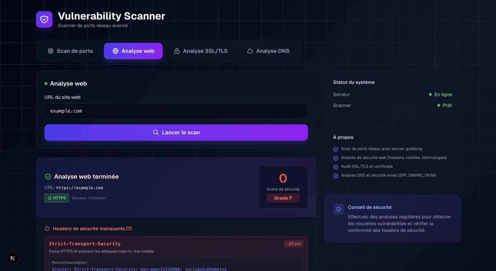 Image du Scanner de vulnérabilité web